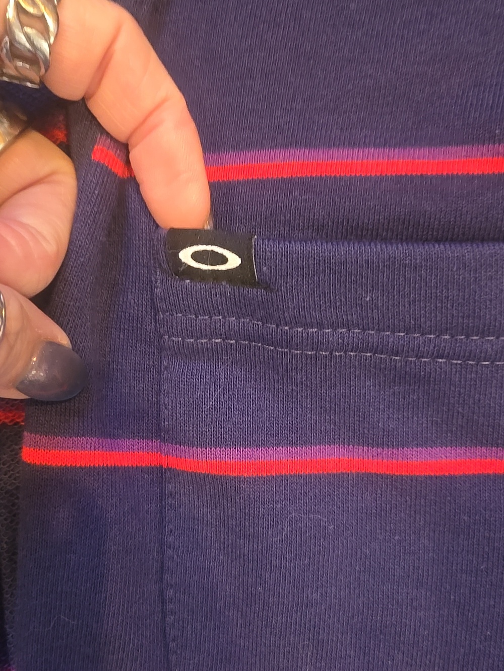 Oakley Unique Navy Striped Open Front Blazer - Picture 3 of 9